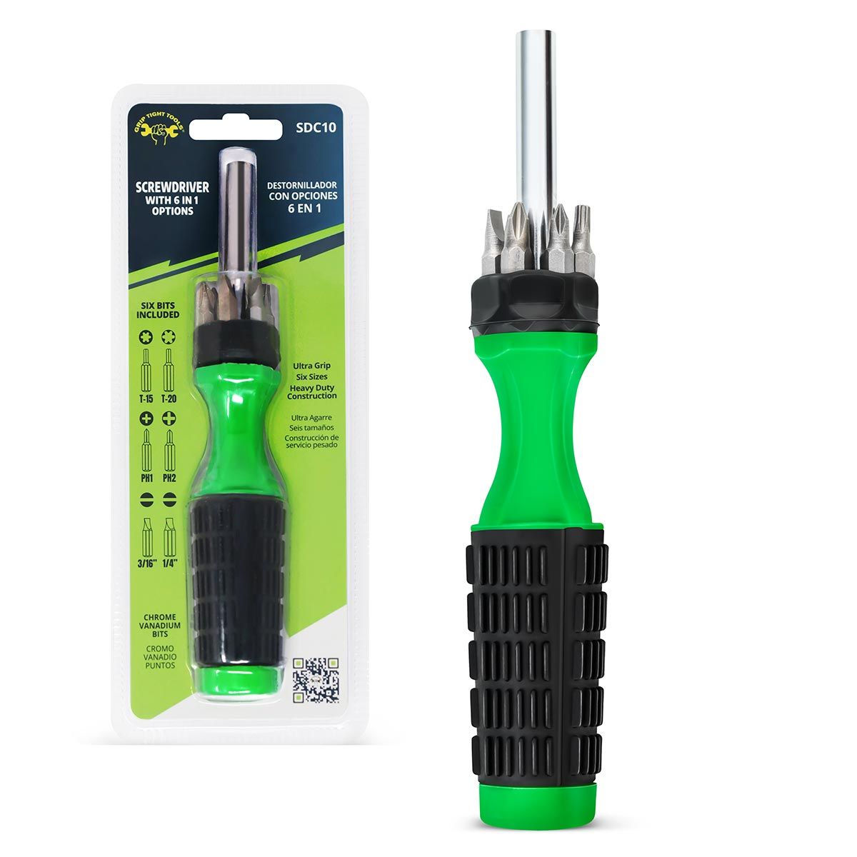 Grip Tight 6 in 1 Screwdriver with Comfort Grip-SDC10