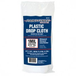 PAINT-FORCE 09121 9' X 12' 1 MIL PLASTIC DROP CLOTH