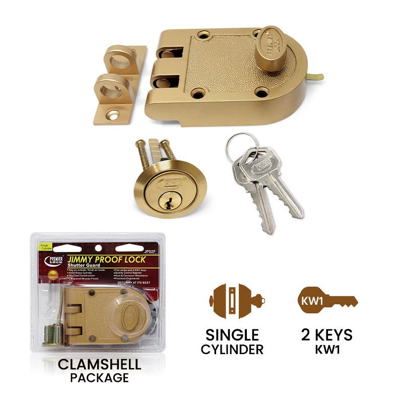 Jimmy Proof Deadbolt Lock - Die Cast in Bronze Lacquer Finish - 2 KW1 keys - Flat Strike- JP02F