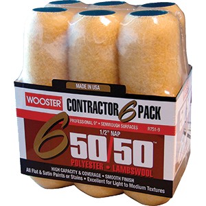 WOOSTER 50/50 R751 9" X 1/2" ROLLER COVER REFILL (6PK)