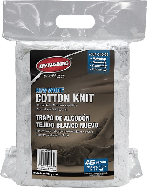 Dynamic 00053 #5 4Lb Block New White Cotton Knit Wiping Cloth