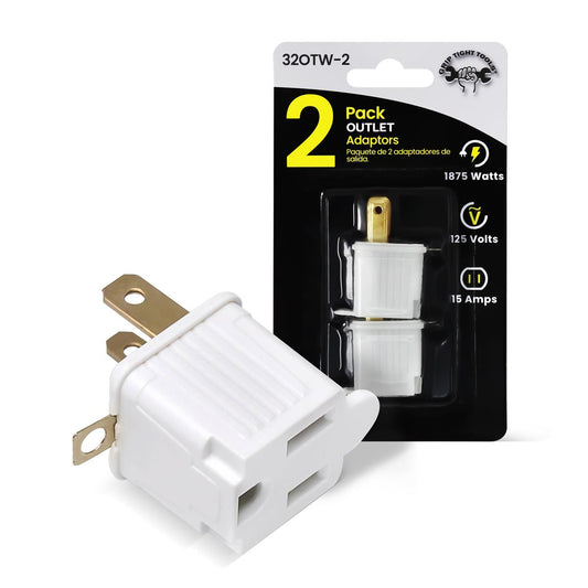 Grip Tight  15 Amp Single Outlet Grounding Adapter, White (2 PK) 32OTW-2