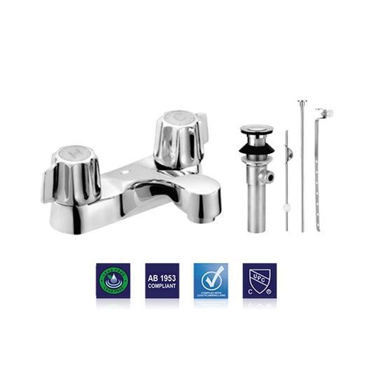 Two Handle Bathroom Faucet - Gerber® Style Stems with Brass Pop-Up-LFB03