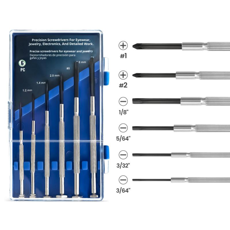 Grip Tite  6 PC Precision Screwdriver Set SDC11 (1.2mm, 1.4mm, 2mm, #0, 3mm, #1)