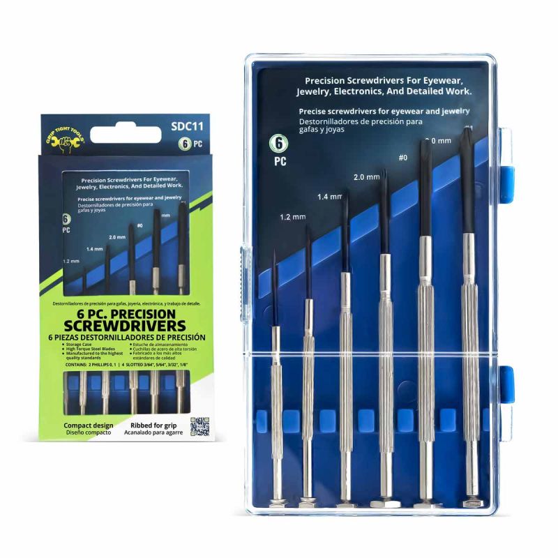 Grip Tite  6 PC Precision Screwdriver Set SDC11 (1.2mm, 1.4mm, 2mm, #0, 3mm, #1)