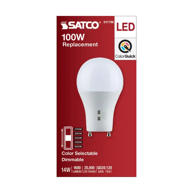 Satco S11796 14A19/LED/5CCT/GU24/120V