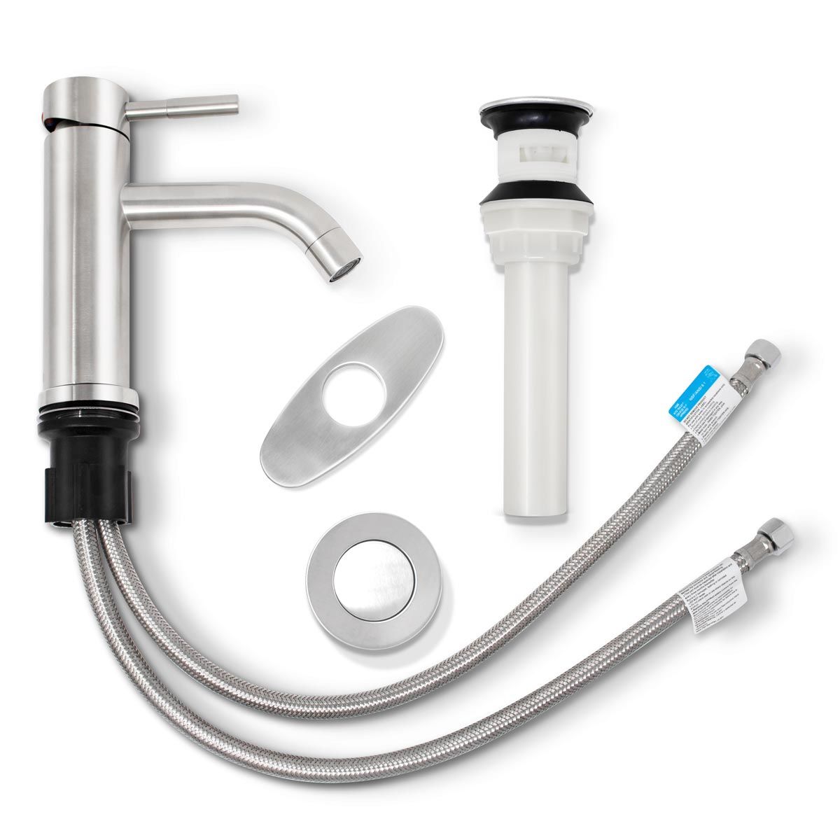 Plumb Tech Single Handle Basin Bathroom Faucet, Stainless Steel, 1.2 GPM-BFSS01