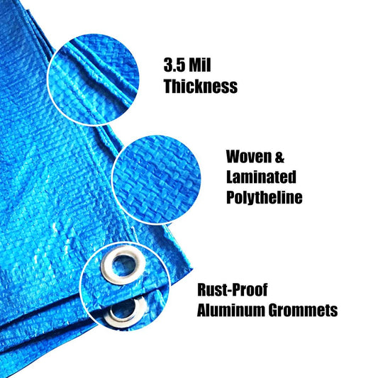 Grip Tite 10FT x 12FT Standard Plus Blue Tarp - 3.5 Mil with Swatch BT1012
