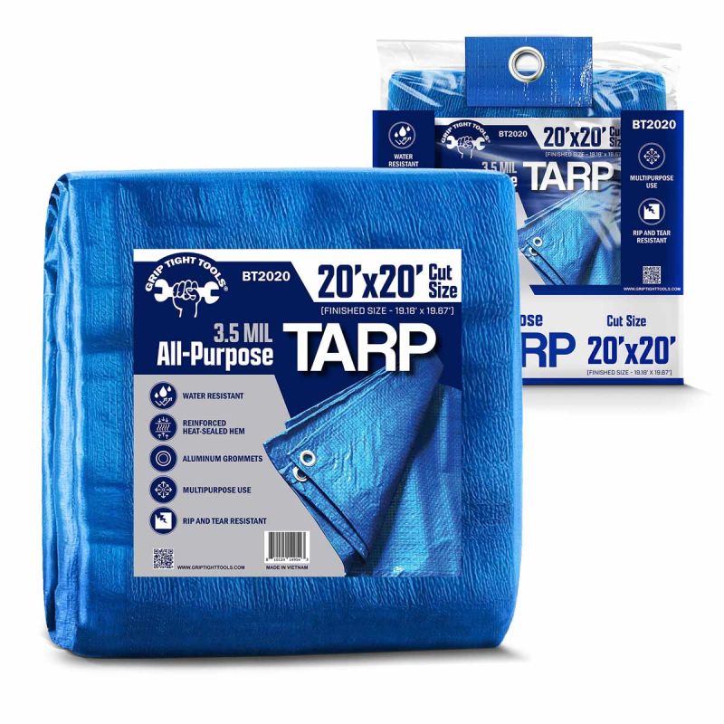 Grip Tight 20FT x 20FT Standard Plus Blue Tarp - 3.5 Mil BT2020