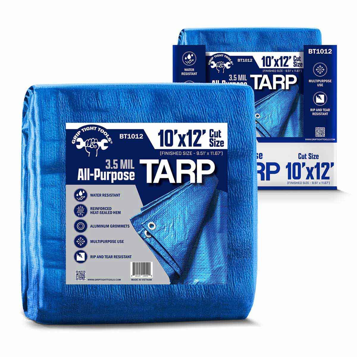 Grip Tite 10FT x 12FT Standard Plus Blue Tarp - 3.5 Mil with Swatch BT1012