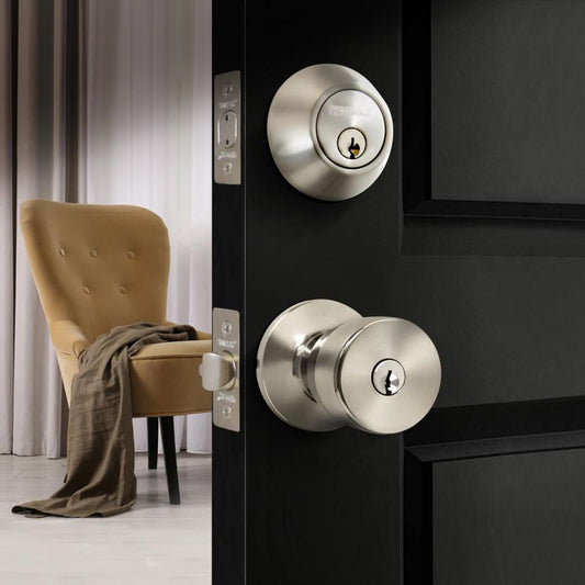 Combo Lockset - Tulip Knob - Solid Silver, KW1, Brass Finish-EDT01s