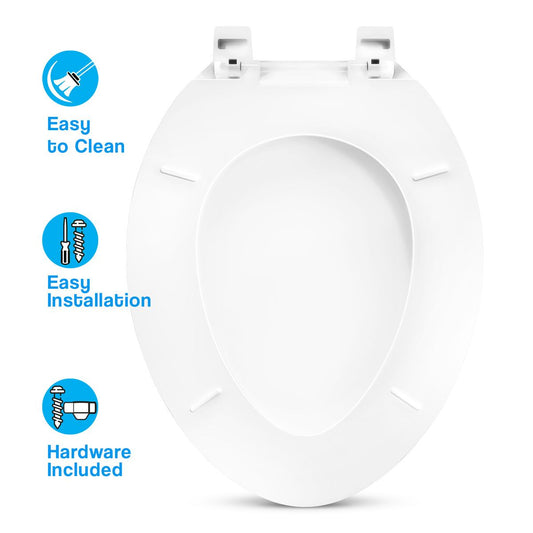 Elongated White Plastic Toilet Seat-TSPE01W