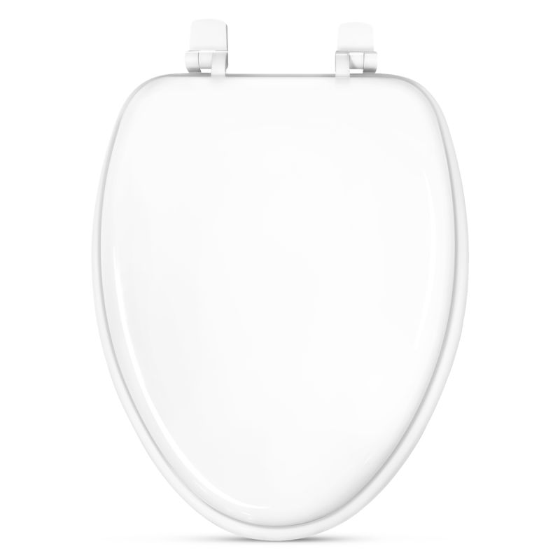 POWER CLEAN Elongated White Wood Toilet Seat TSWE01W