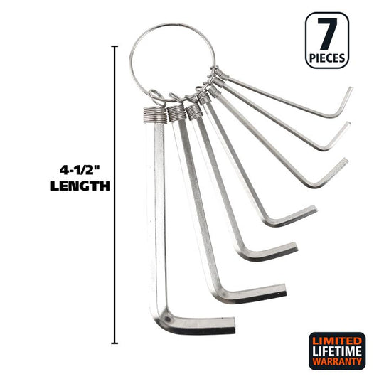 Great Neck HKM7C Hex Key Set Metric Silver 7PC