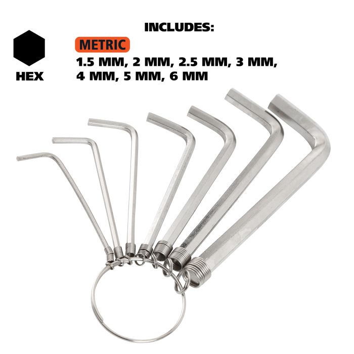 Great Neck HKM7C Hex Key Set Metric Silver 7PC