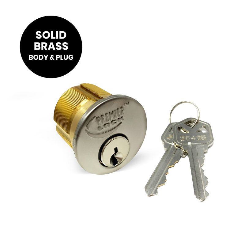 Mortise Cylinder - Solid Brass - Silver Finish 1-1/4" MS01