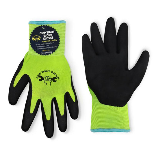 Grip Tight Tools Work Gloves, Neon Green  NGFL-L