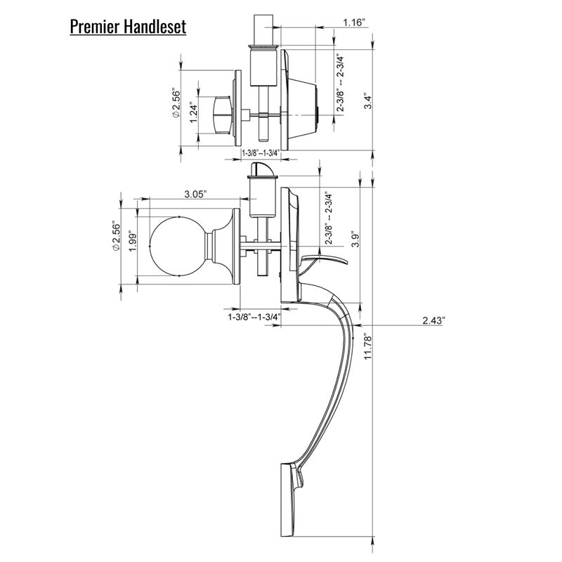 Premier Lock  Polished Brass Keyed Entry Door Handleset With Inside Knob - Single Cylinder Deadbolt Lock and 3 KW1 Keys  HSL-B