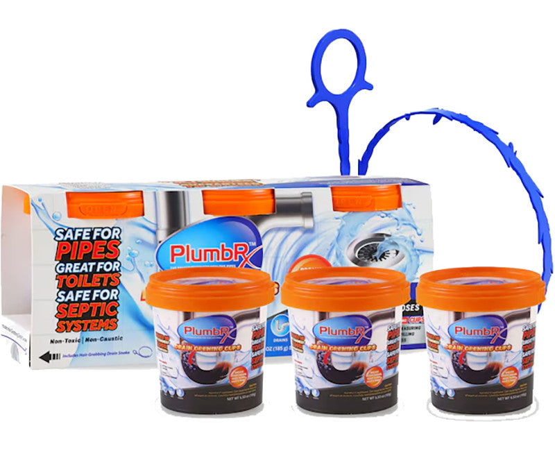 PLUMBRX DRAIN OPENING CUPS - 3 PACK WITH SNAKE CW24702