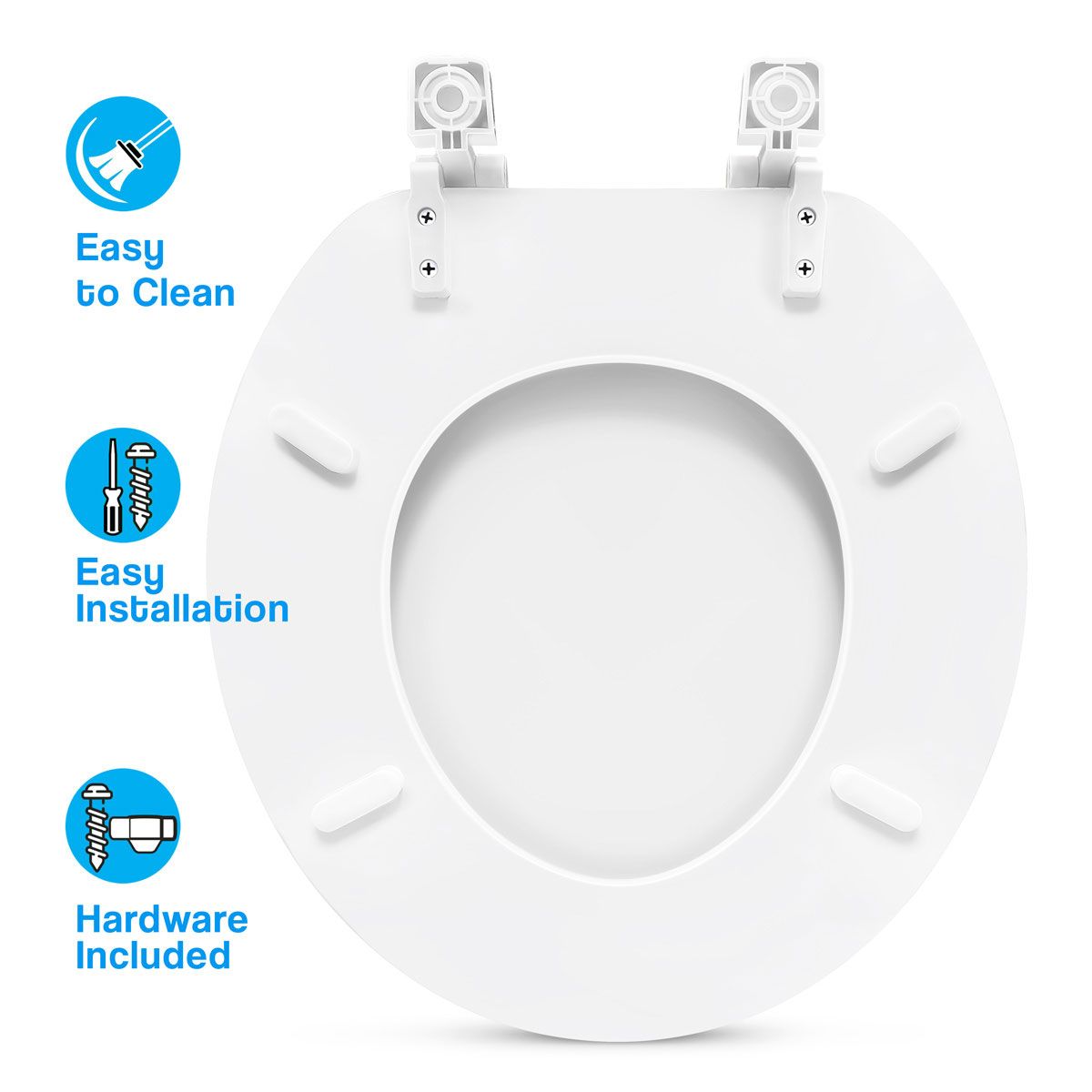 Round White Wood Toilet Seat-TSWR01W