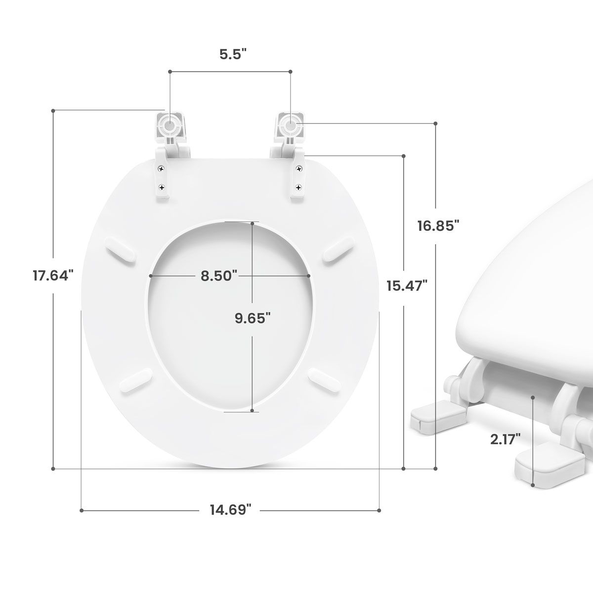 Round White Wood Toilet Seat-TSWR01W