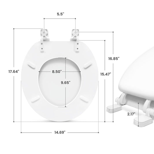 Round White Wood Toilet Seat-TSWR01W