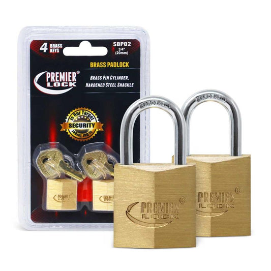 Premier 3/4" Solid Brass Padlocks-Polished - Diamond Design With 2 Keys - 2Pcs Keyed Alike SBP02