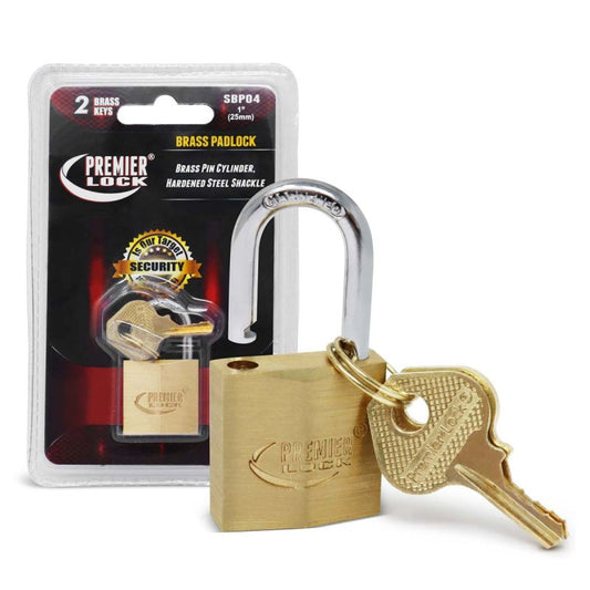 Premier Locks  1" Solid Brass Padlocks-Polished - Diamond Design With 2 Keys SBP04