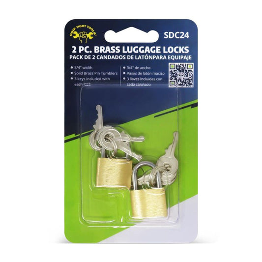 2 Pack 3/4" Brass Luggage Locks with 3 Keys Included SDC24