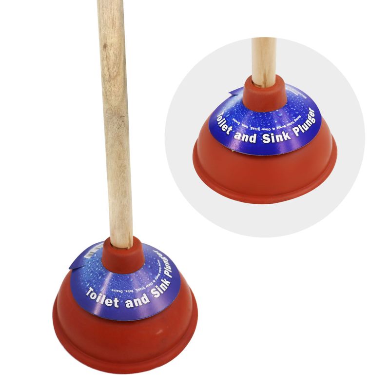 5-3/4" Toilet & Sink Plunger with 18-1/2" Wood Handle PLN04