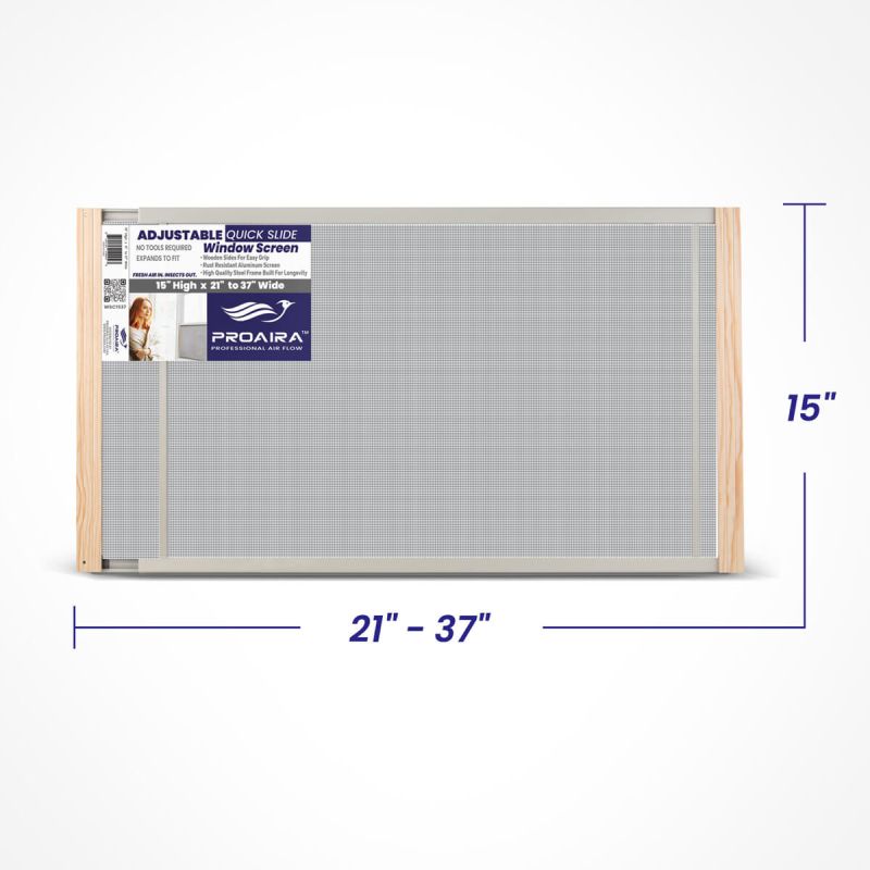 Proaira  Adjustable Wood Frame Quick Slide Window Screen: 15" Height: 21" to 37" Width WSC1537